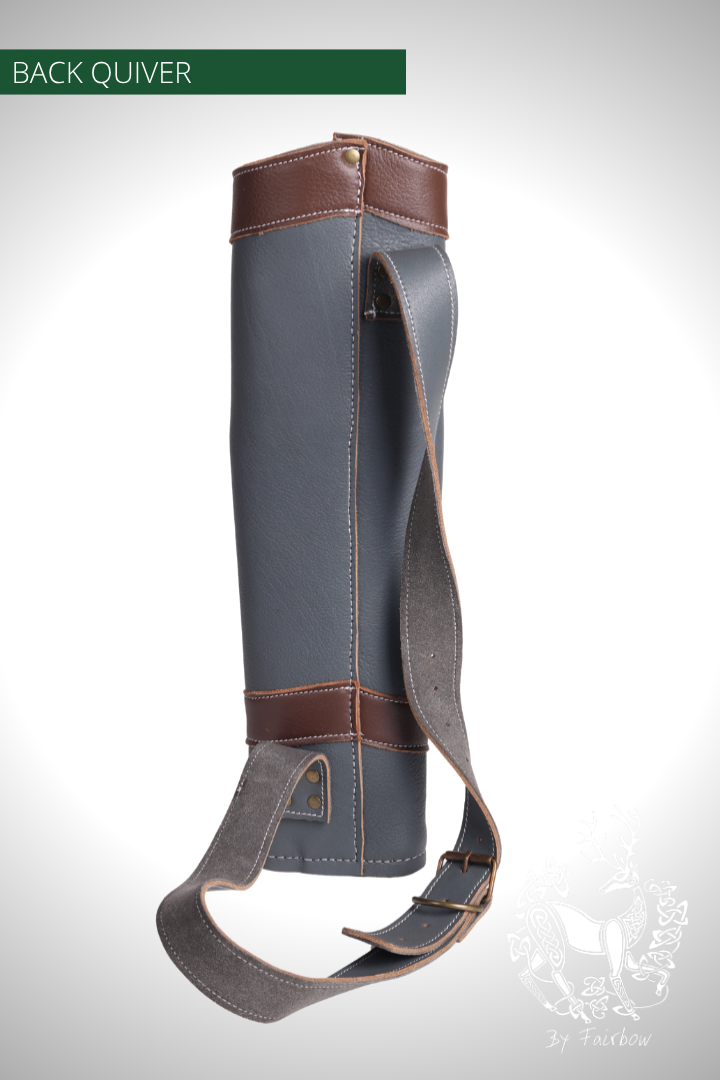 BLAUWE DONKERBRUINE RUGQUIVER, MET RIEM