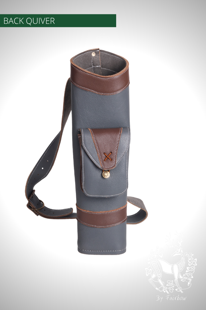 BLAUWE DONKERBRUINE RUGQUIVER, MET RIEM