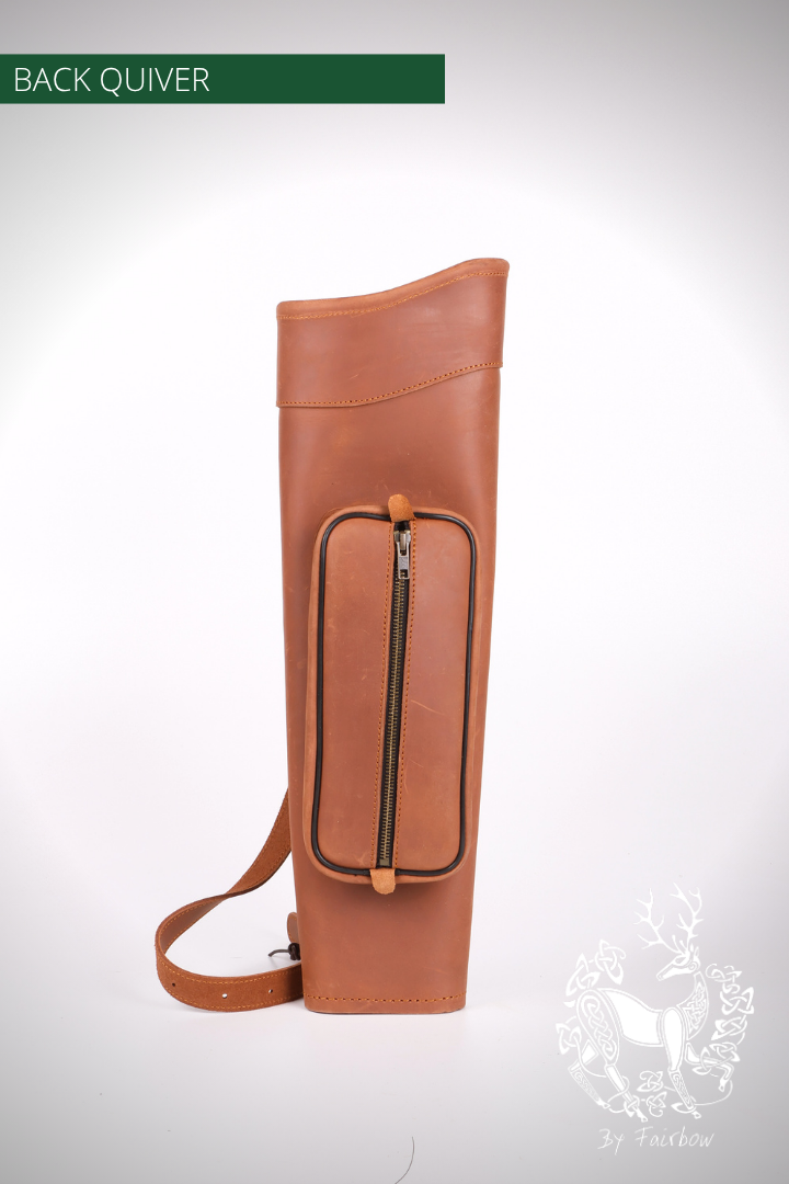 BROWN BACK QUIVER WITH POUCH AND BELT-Quiver-Fairbow-Fairbow