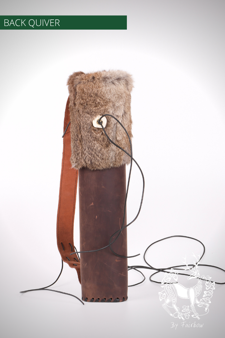 BROWN BACK QUIVER WITH RABBIT FUR AND BELT-Quiver-Fairbow-Fairbow