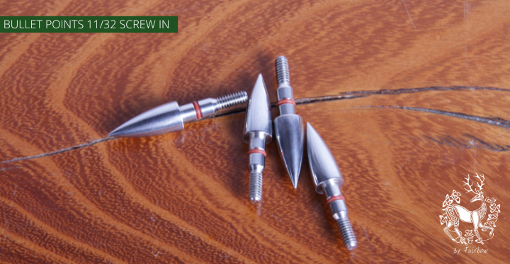 COMBO BULLET POINT FOR INSERTS 11/32 PER DOZEN-arrow point-Fairbow-125 grain stainless steel-Fairbow