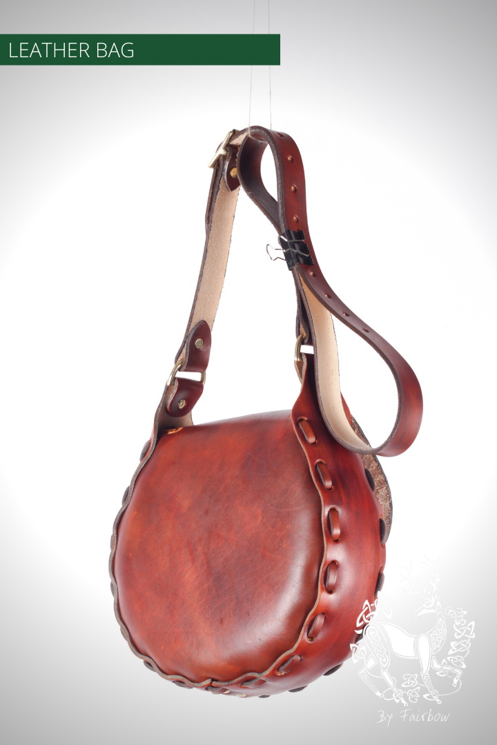 HANDCARVED LEATHER BAG WITH CELTIC DECORATIONS-Bag-Fairbow-Fairbow
