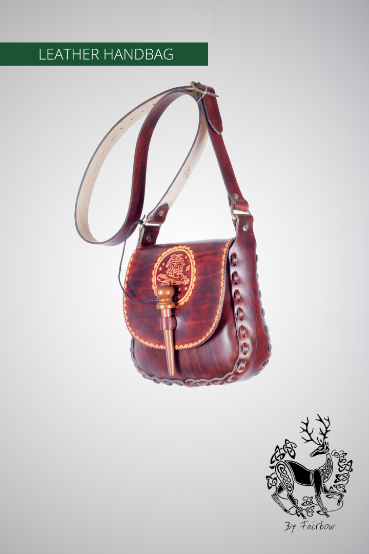 HANDCARVED LEATHER BAG WITH CELTIC DESIGN-Bag-Fairbow-Fairbow