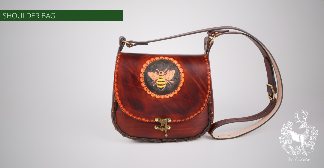 HANDCARVED LEATHER BAG WITH CELTIC DESIGN (the beekeeper)-Bag-Fairbow-Fairbow
