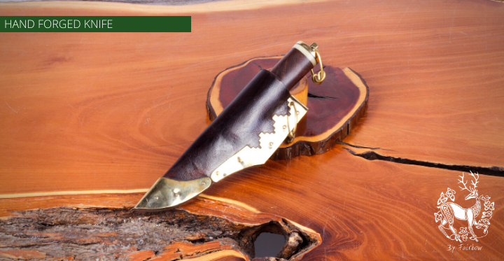 HANDFORGED VIKING KNIFE DAMAST FORGED WITH SCABBARD AND BRASS-Knife-Fairbow-Fairbow