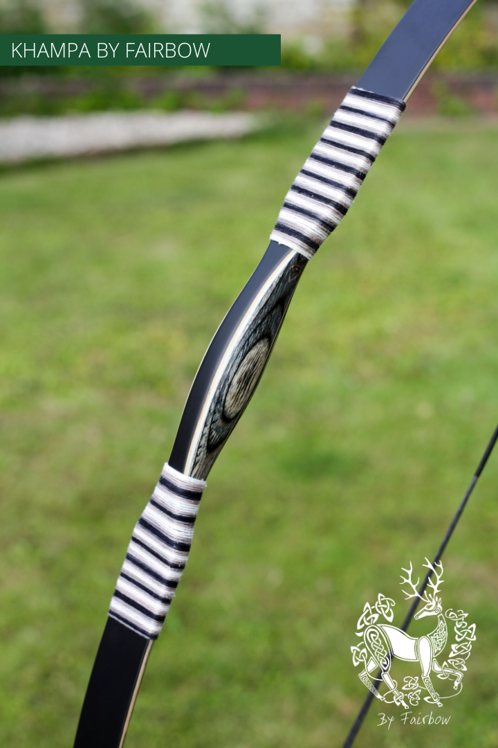THE BLACK KHAMPA BOW BY FAIRBOW BLACK'N WHITE 20 LBS @ 28 INCH 26 @ 32 INCH-Bow-Fairbow-Fairbow