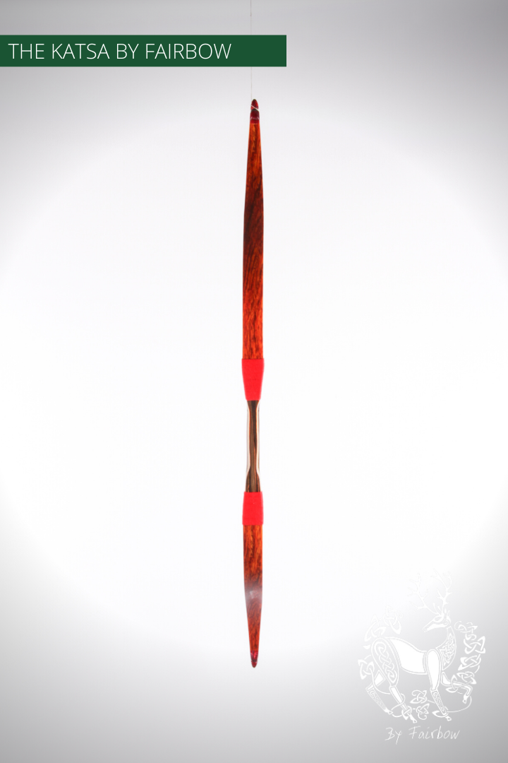 THE KATSA BOW, 51 LBS, SMOKED OAK WOOD, RED "N WHITE, RED KIRINITE NOCKS-Bow-Fairbow-Fairbow