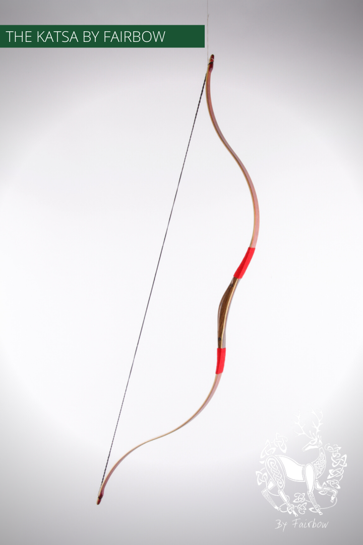 THE KATSA BOW, 51 LBS, SMOKED OAK WOOD, RED "N WHITE, RED KIRINITE NOCKS-Bow-Fairbow-Fairbow
