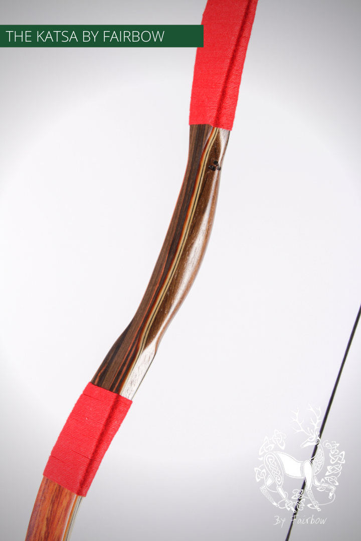 THE KATSA BOW, 51 LBS, SMOKED OAK WOOD, RED "N WHITE, RED KIRINITE NOCKS-Bow-Fairbow-Fairbow