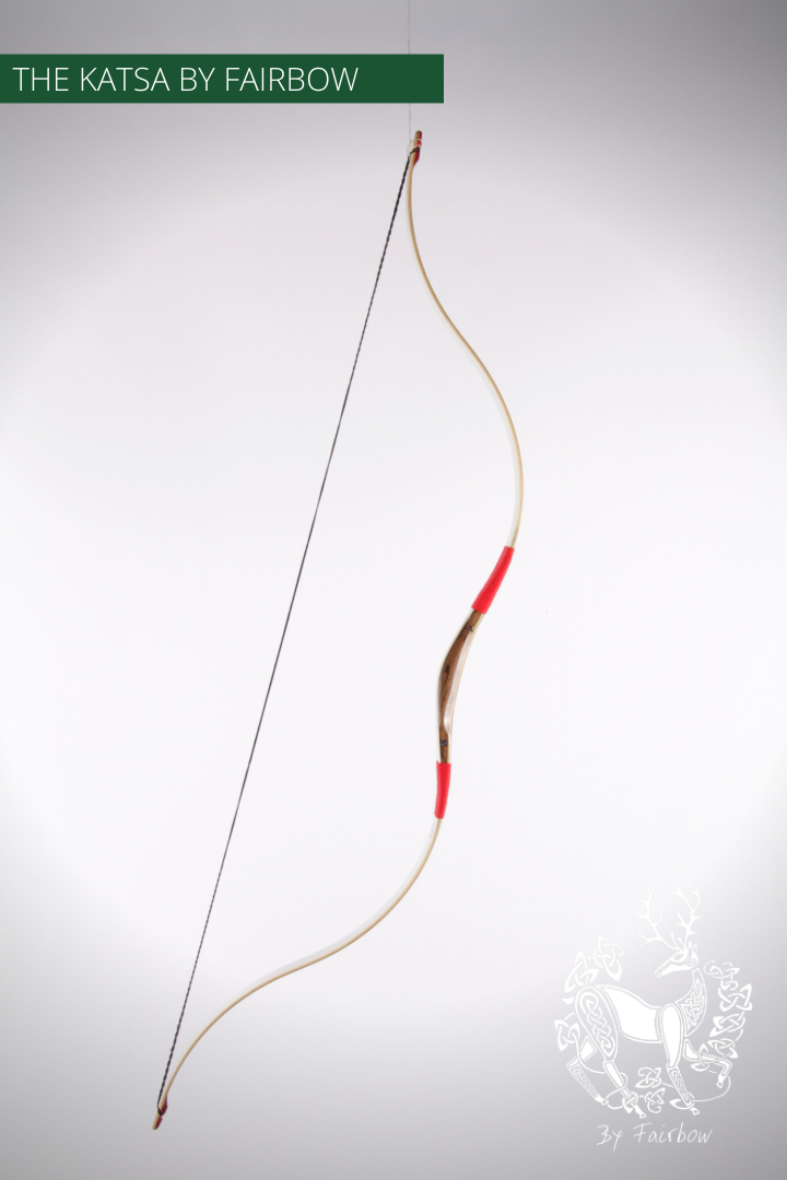 THE KATSA BOW, 51 LBS, SMOKED OAK WOOD, RED "N WHITE, RED KIRINITE NOCKS-Bow-Fairbow-Fairbow