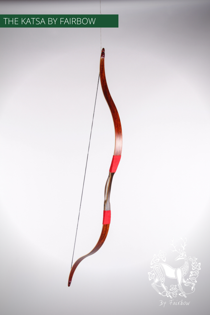 THE KATSA BOW, 51 LBS, SMOKED OAK WOOD, RED "N WHITE, RED KIRINITE NOCKS-Bow-Fairbow-Fairbow