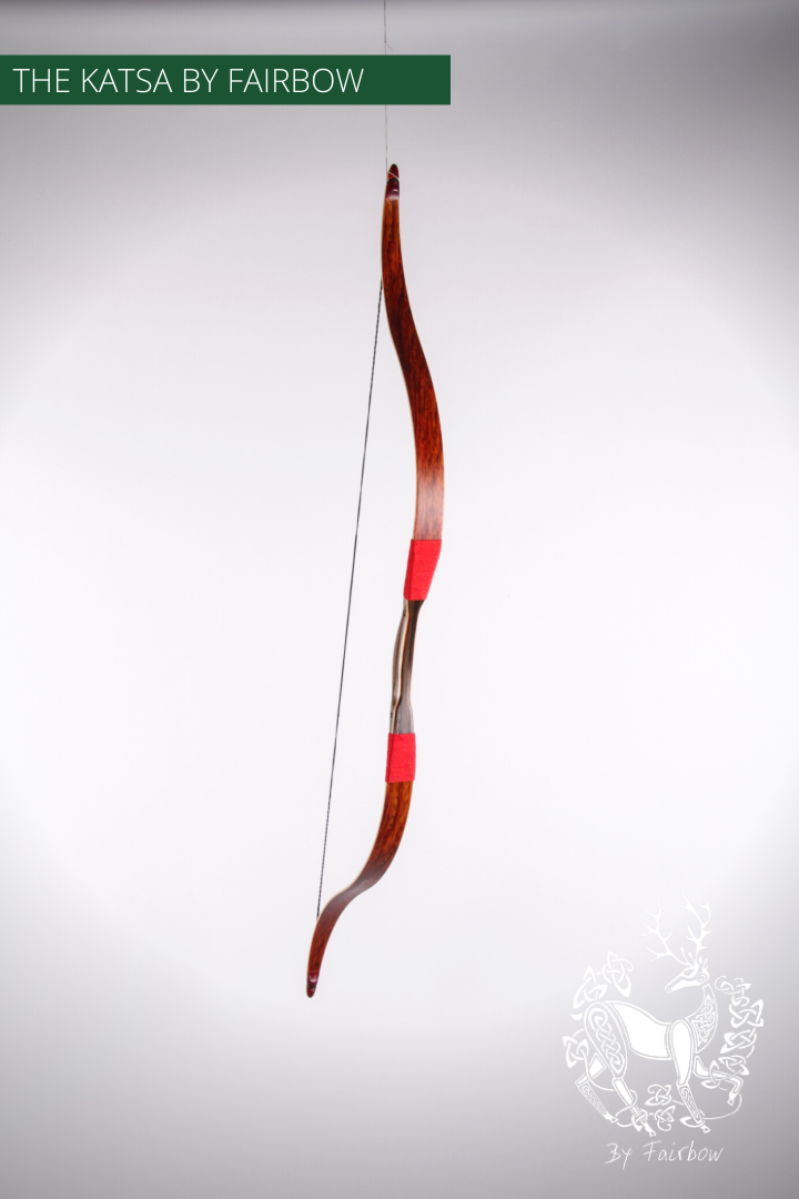 THE KATSA BOW, 51 LBS, SMOKED OAK WOOD, RED "N WHITE, RED KIRINITE NOCKS-Bow-Fairbow-Fairbow