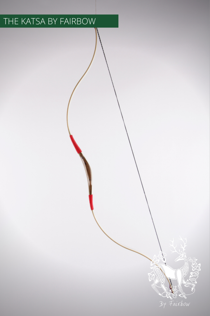 THE KATSA BOW, 51 LBS, SMOKED OAK WOOD, RED "N WHITE, RED KIRINITE NOCKS-Bow-Fairbow-Fairbow