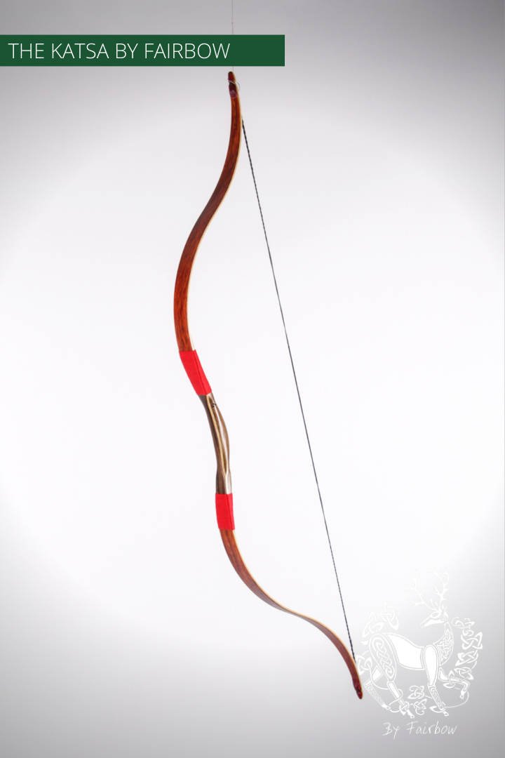 THE KATSA BOW, 51 LBS, SMOKED OAK WOOD, RED "N WHITE, RED KIRINITE NOCKS-Bow-Fairbow-Fairbow