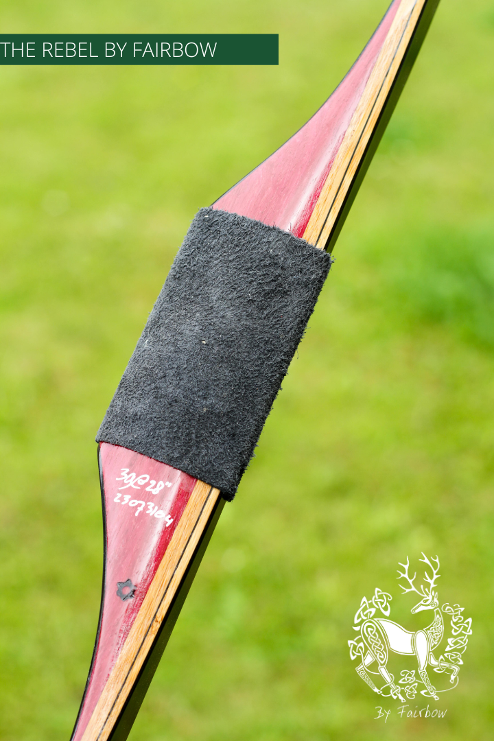 THE REBEL, BOW WITH BACKSET 39@28 BLACK GLASS AND PURPLEHEART-Bow-Fairbow-Fairbow
