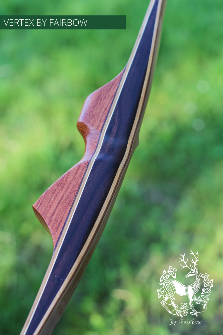 THE VERTEX BOW R-D 64" TIGERWOOD, BAMBOO-GLASS 38 LBS @ 28 INCH RH-Bow-Fairbow-Fairbow