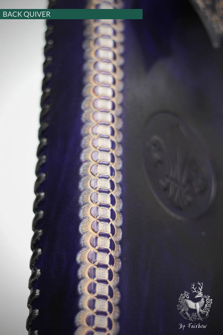 BLUE BACK QUIVER WITH STAMPED FLEUR DE LYS DESIGN-Quiver-Fairbow-Fairbow