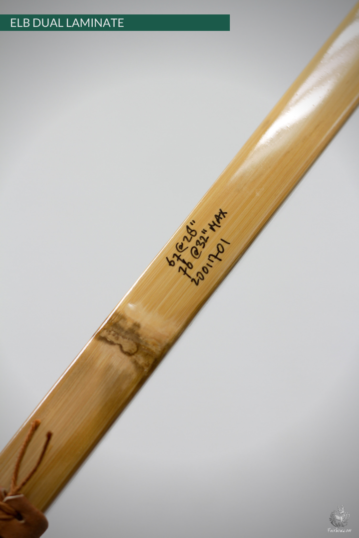 ENGLISH LONGBOW DUALLAM, GREENHEART HICKORY/BAMBOO SUPERIOR CUSTOM-English Longbow-Fairbow-Fairbow