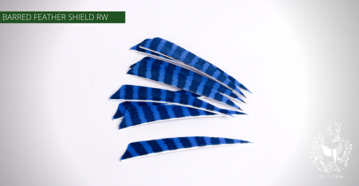 FEATHERS BARRED 4 INCH SHIELD PER DOZEN (RW)-Feathers-Fairbow-Blue - Black-Fairbow