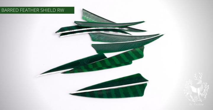 FEATHERS BARRED 4 INCH SHIELD PER DOZEN (RW)-Feathers-Fairbow-Dark Green - Black-Fairbow
