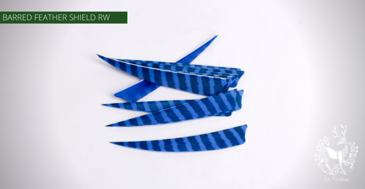 FEATHERS BARRED 5 INCH SHIELD PER DOZEN (RW)-Feathers-Fairbow-Blue - Black-Fairbow
