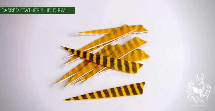 FEATHERS BARRED 5 INCH SHIELD PER DOZEN (RW)-Feathers-Fairbow-White - Black-Fairbow