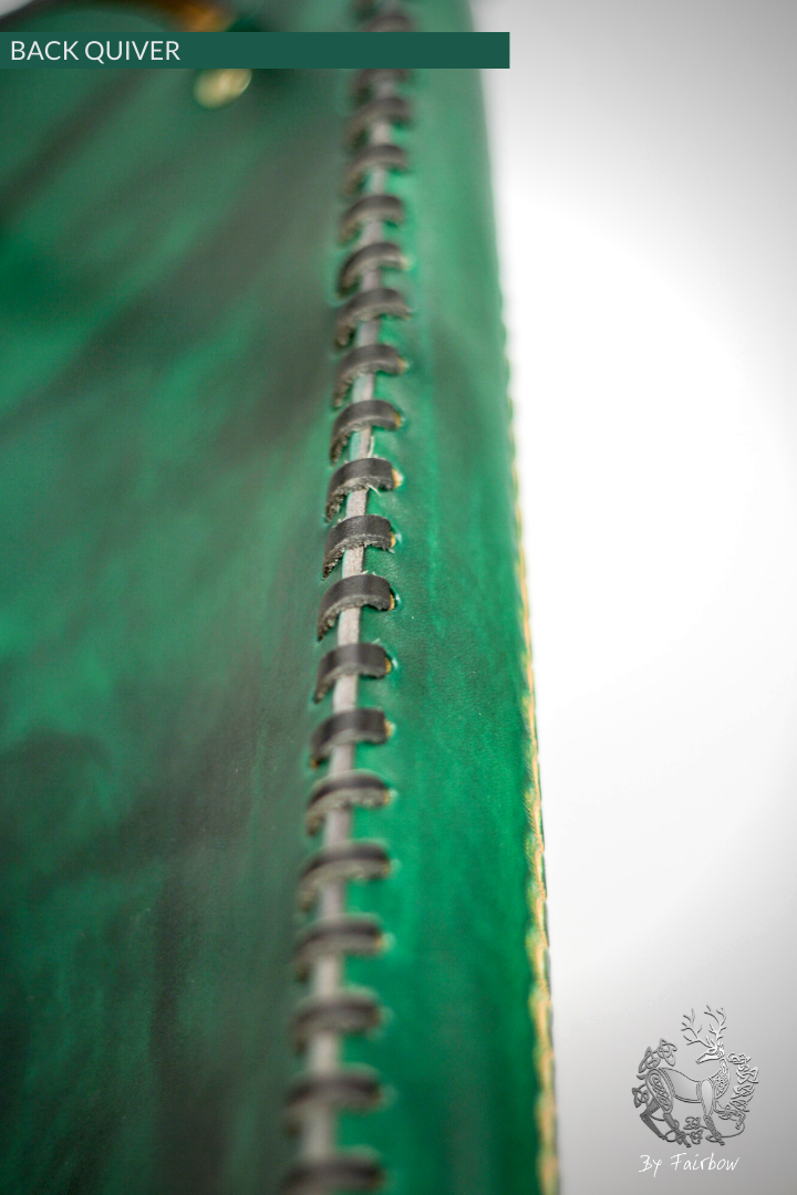 GREEN BACK QUIVER WITH STAMPED CELTIC DESIGN-Quiver-Fairbow-Fairbow
