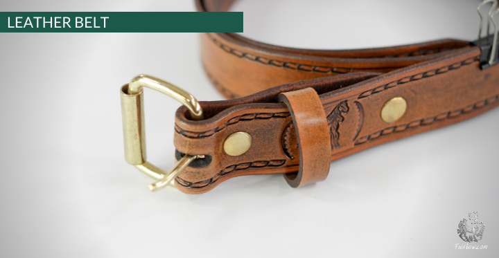 LEATHER BELT WITH ORNAMENTS / CARVING-leather-Roo-Fairbow