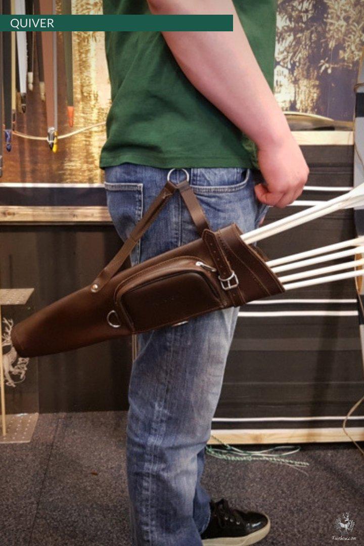 LEATHER SIDE QUIVER WITH SMALL BAG AND BELT CLIP-Quiver-Fairbow-Black-Fairbow
