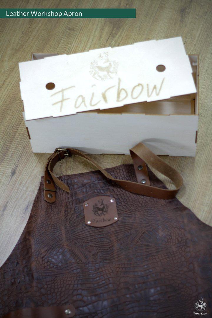 LEATHER WORKSHOP APRON WITH LASERCUT BOX-Clothing-Fairbow-Fairbow