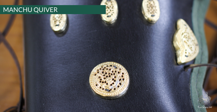 MANCHU QUIVER, THICK SADDLER QUALITY LEATHER, HANDMADE, ORNAMENTED-Fairbow-Fairbow