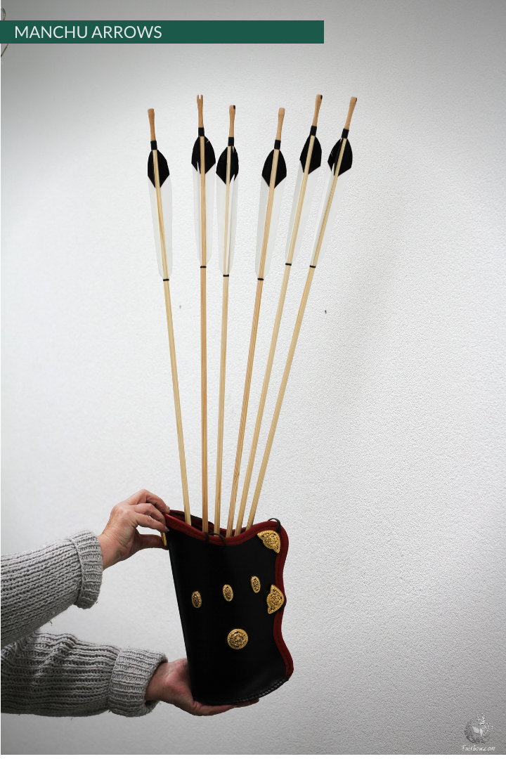 MANCHU QUIVER, THICK SADDLER QUALITY LEATHER, HANDMADE, ORNAMENTED-Fairbow-Fairbow