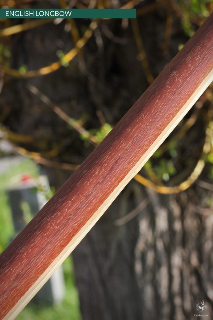 QUAD LAMINATED ENGLISH LONGBOW MASSARANDUBA, SUPERCORE, BAMBOO 55 LBS @ 28 INCH-English Longbow-Fairbow-Fairbow