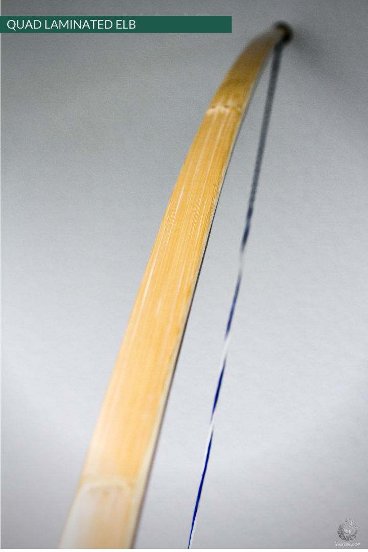 QUAD LAMINATED ENGLISH LONGBOW MASSARANDUBA, SUPERCORE, WALNUT, BAMBOO 50 LBS @ 28 INCH-English Longbow-Fairbow-Fairbow