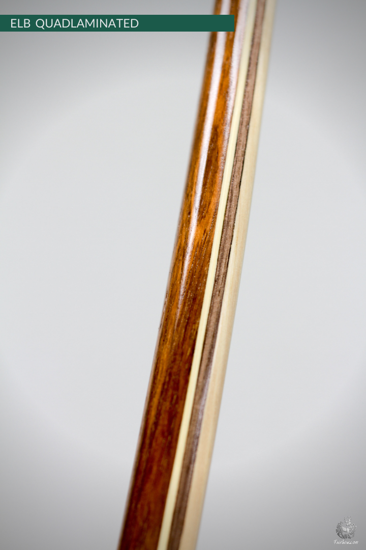 QUAD LAMINATED ENGLISH LONGBOW TIGERWOOD, SUPERCORE, WALNUT, HICKORY 36 LBS @ 28 INCH-English Longbow-Fairbow-Fairbow