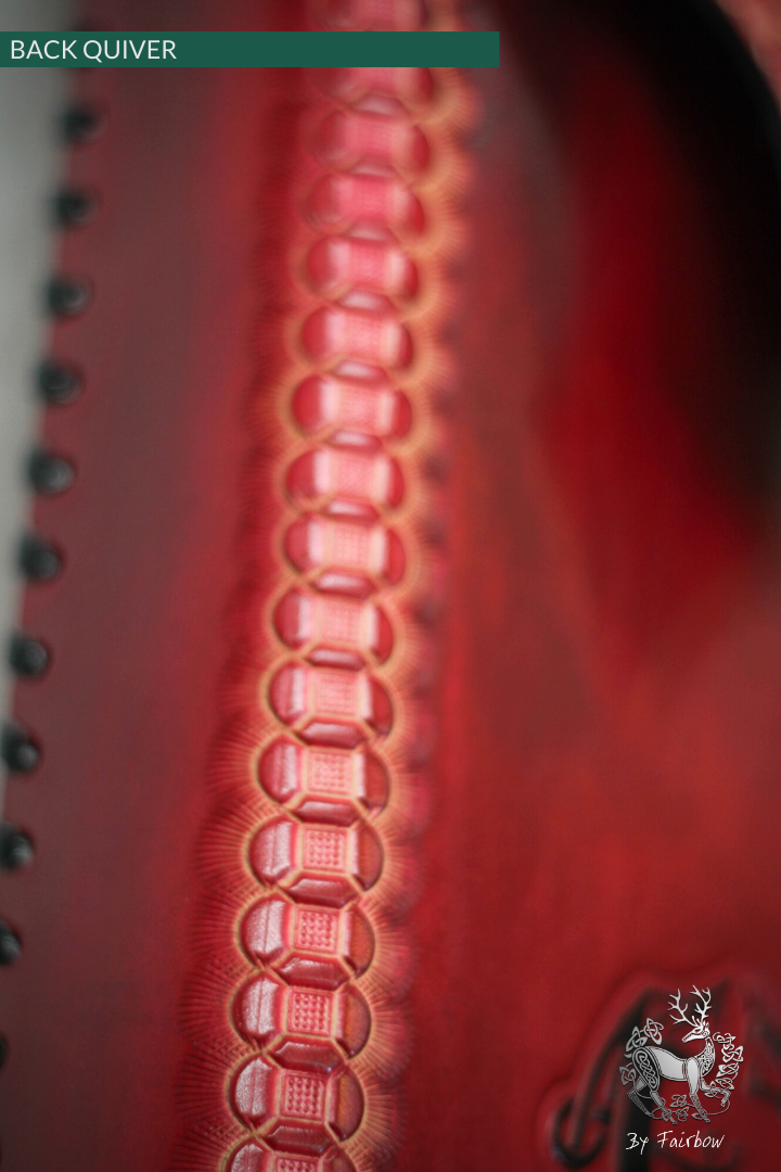 RED BACK QUIVER WITH STAMPED CELTIC DESIGN-Quiver-Fairbow-Fairbow