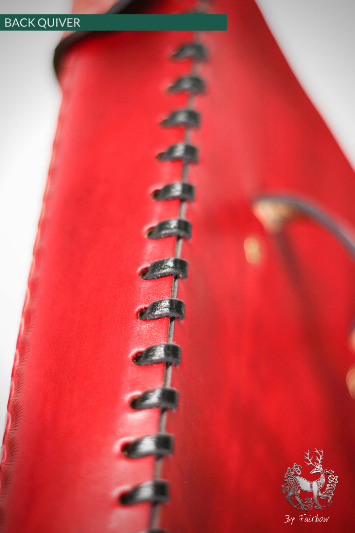 RED BACK QUIVER WITH STAMPED CELTIC DESIGN-Quiver-Fairbow-Fairbow