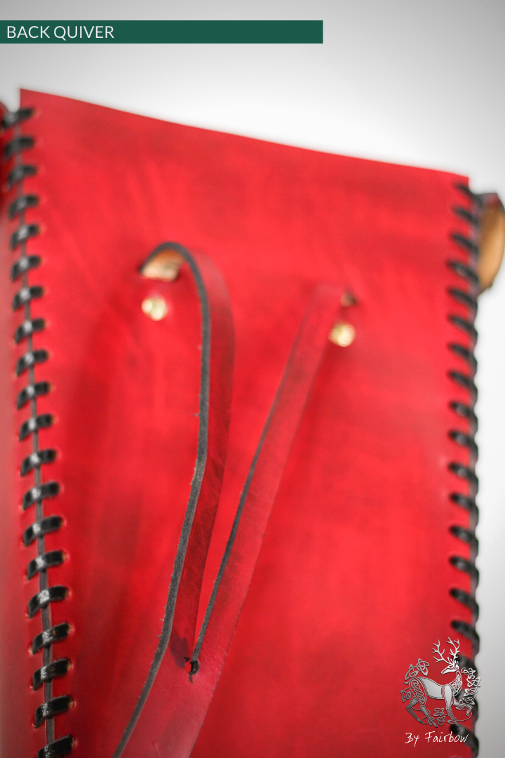 RED BACK QUIVER WITH STAMPED CELTIC DESIGN-Quiver-Fairbow-Fairbow