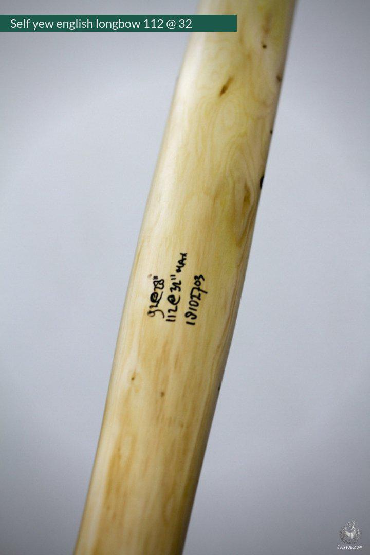 SELF YEW ENGLISH LONGBOW, WARBOW, 92 LBS @ 28 INCH, 112 @ 32 INCH-Bow-Fairbow-Fairbow