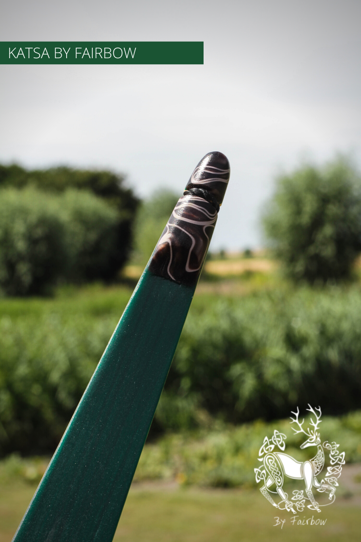 THE KATSA BOW, 19 LB, WALNUT, GREEN, SWIRLY BROWN NOCKS-Bow-Fairbow-Fairbow