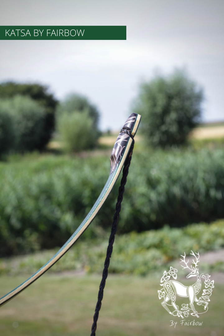 THE KATSA BOW, 19 LB, WALNUT, GREEN, SWIRLY BROWN NOCKS-Bow-Fairbow-Fairbow