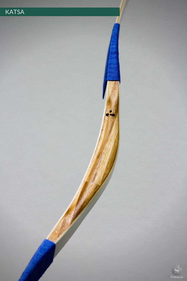 THE KATSA BOW, 20 lbs at 28 inch WHITE GLASS WITH CURLY BLUE NOCKS-Bow-Fairbow-Fairbow