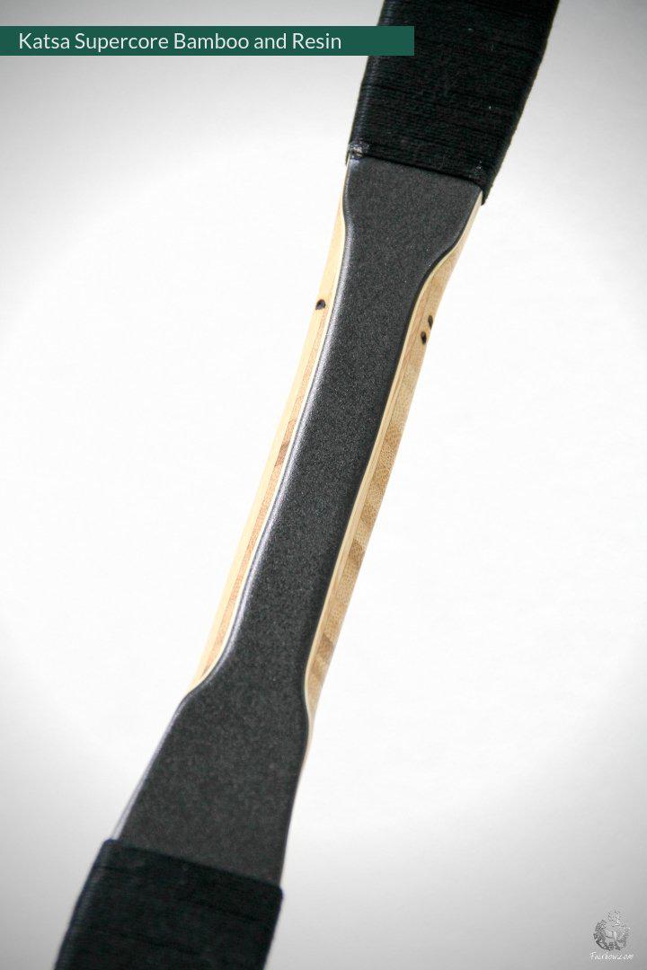 THE KATSA BOW, 21 LBS @ 28 INCH BLACK GLASS WITH SMOKEY BLACK AND RED NOCKS-Bow-Fairbow-Fairbow