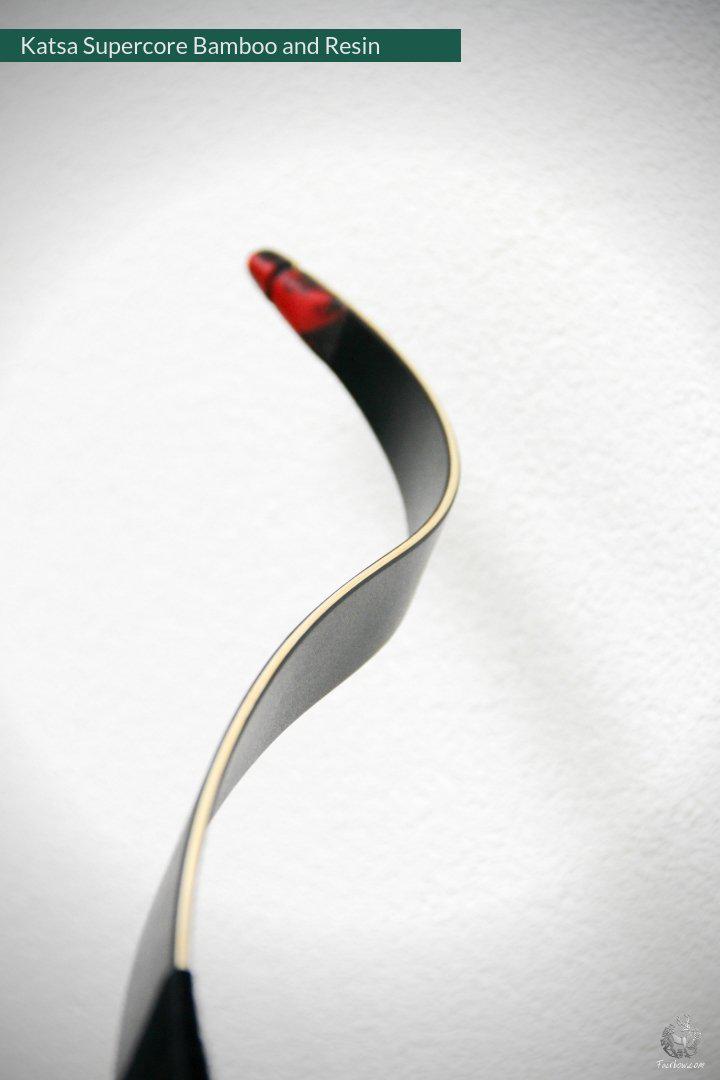 THE KATSA BOW, 21 LBS @ 28 INCH BLACK GLASS WITH SMOKEY BLACK AND RED NOCKS-Bow-Fairbow-Fairbow