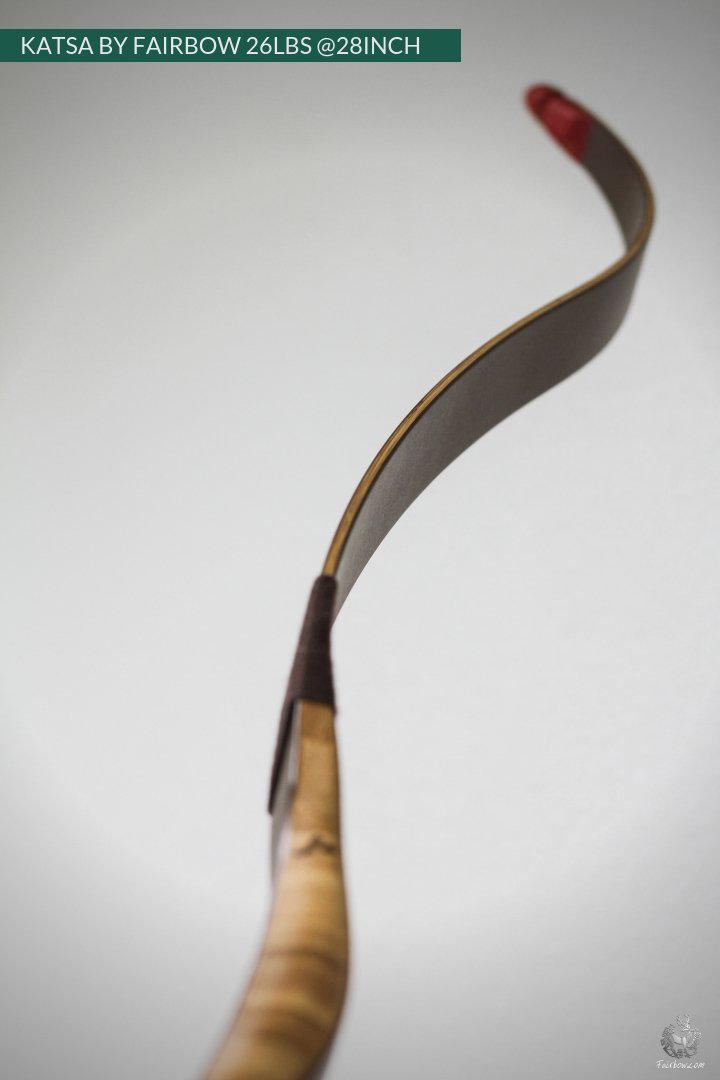 THE KATSA BOW, 26 LBS @ 28 INCH BROWN GLASS WITH FIERY RED NOCKS-Bow-Fairbow-Fairbow