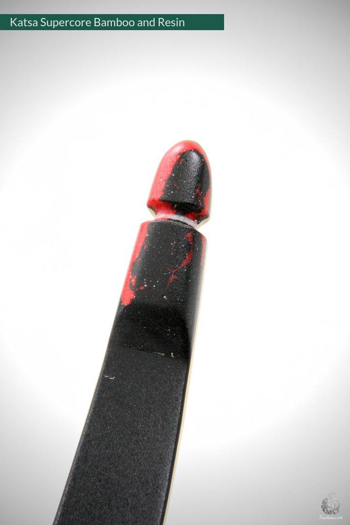 THE KATSA BOW, 27 LBS @ 28 INCH BLACK GLASS WITH SMOKEY BLACK AND RED NOCKS-Bow-Fairbow-Fairbow