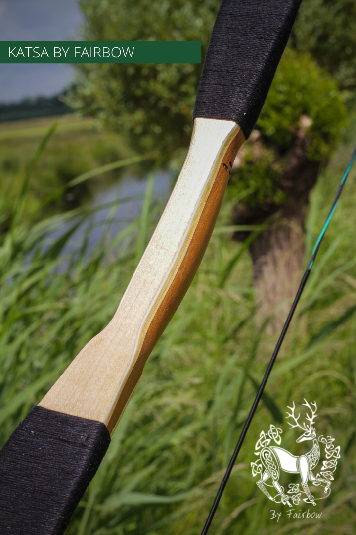 THE KATSA BOW, 59 LB, TEAK WOOD, BLACK "N WHITE, RED KIRINITE NOCKS-Bow-Fairbow-Fairbow