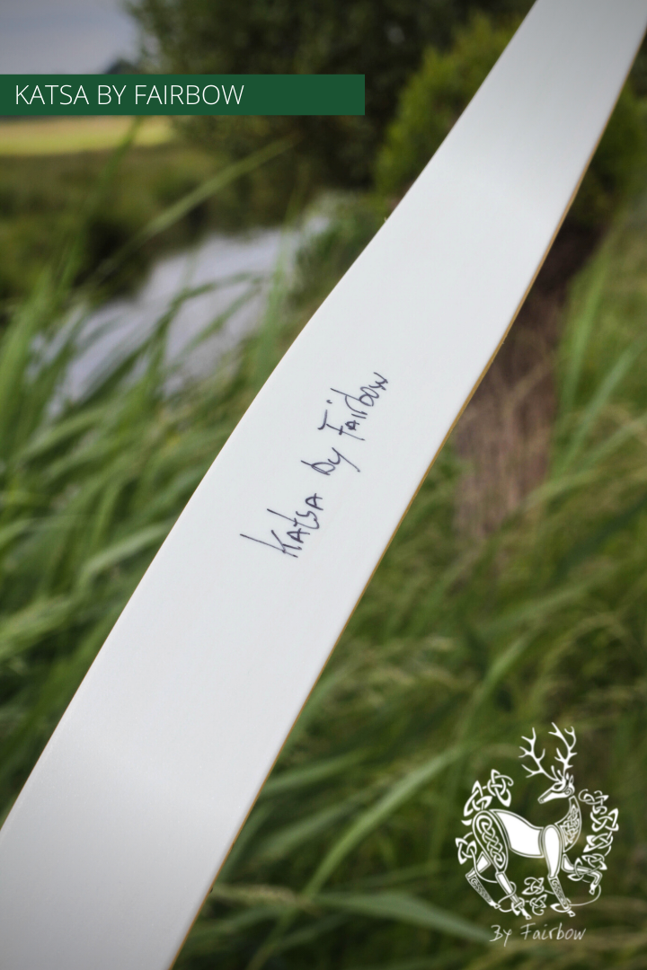 THE KATSA BOW, 59 LB, TEAK WOOD, BLACK "N WHITE, RED KIRINITE NOCKS-Bow-Fairbow-Fairbow