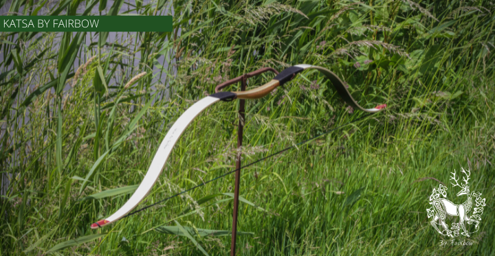 THE KATSA BOW, 59 LB, TEAK WOOD, BLACK "N WHITE, RED KIRINITE NOCKS-Bow-Fairbow-Fairbow