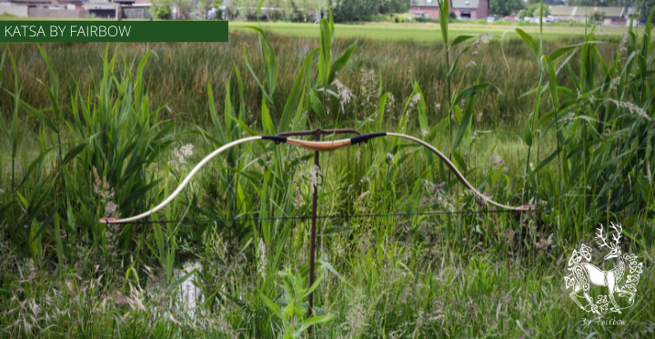 THE KATSA BOW, 59 LB, TEAK WOOD, BLACK "N WHITE, RED KIRINITE NOCKS-Bow-Fairbow-Fairbow